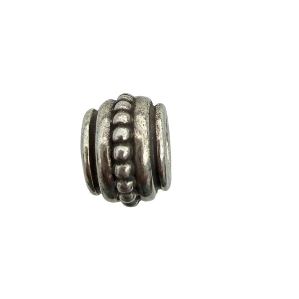 Pandora Charm Bead Unisex OS Silver Ribbed Beaded 925 ALE Sterling Silver